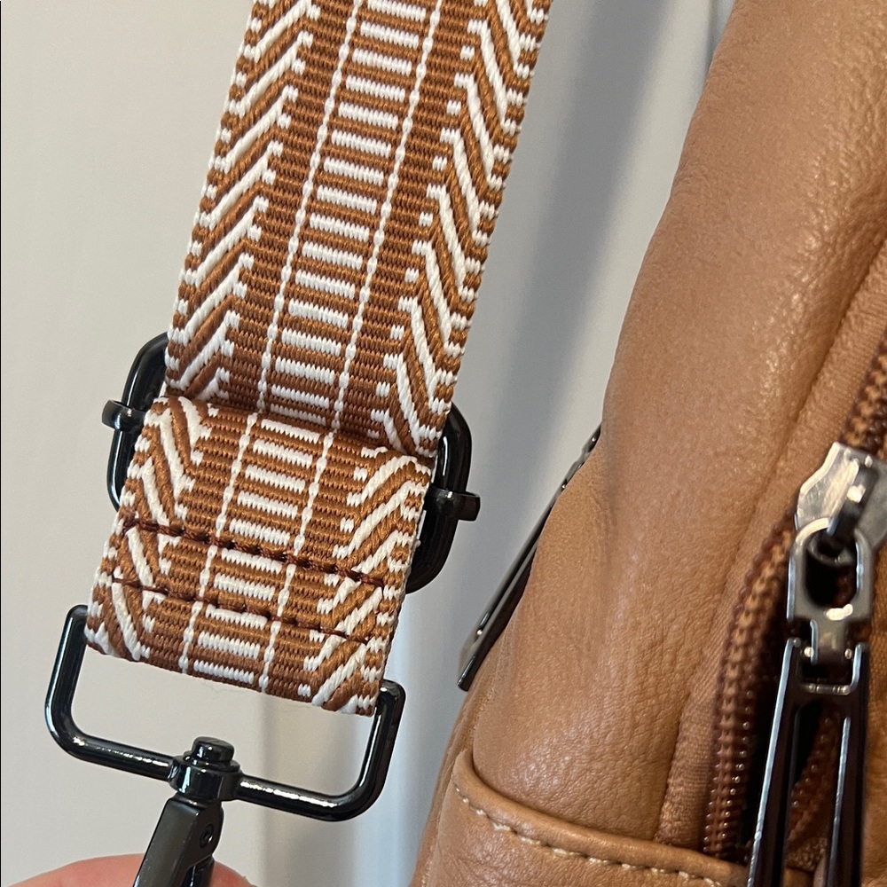Latmap Elegant Tan/ White Crossbody Bag-Women’s-Adjustable Strap- - Picture 12 of 16